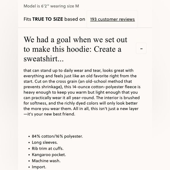 NWT J CREW TALL Heritage 14 oz. fleece hoodie in black - Picture 6 of 7